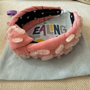 Lele Sadoughi Rose Quartz Healing Stone Knotted Headband